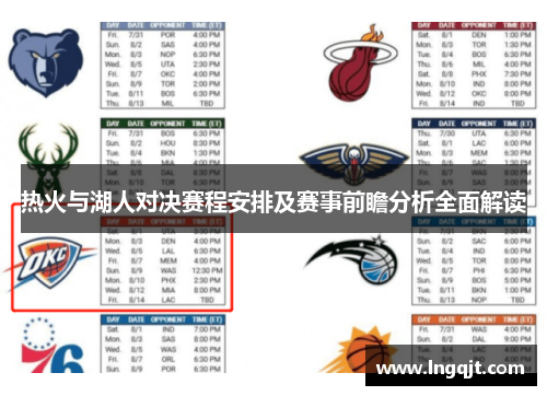 热火与湖人对决赛程安排及赛事前瞻分析全面解读
